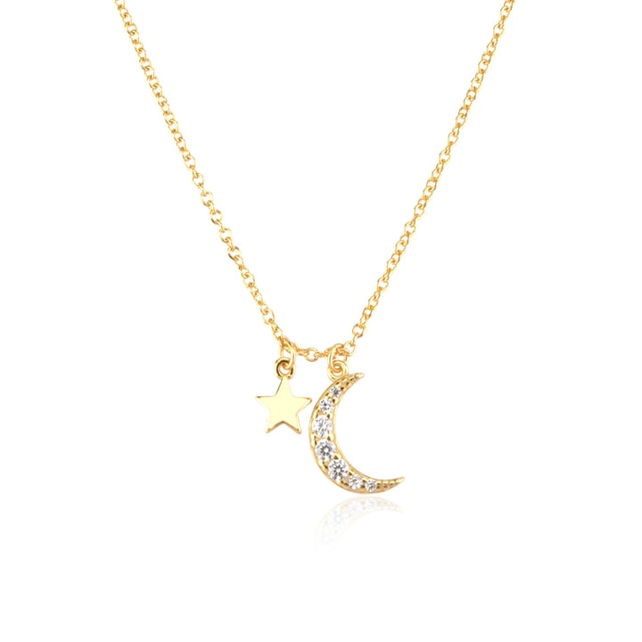Golden Moon Star Necklace
