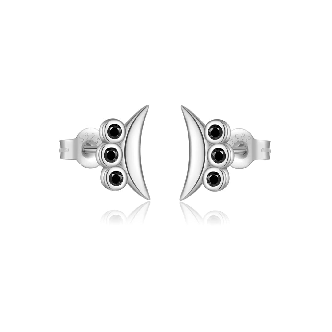 Black Zircon Moon Earrings