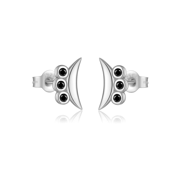 Black Zircon Moon Earrings