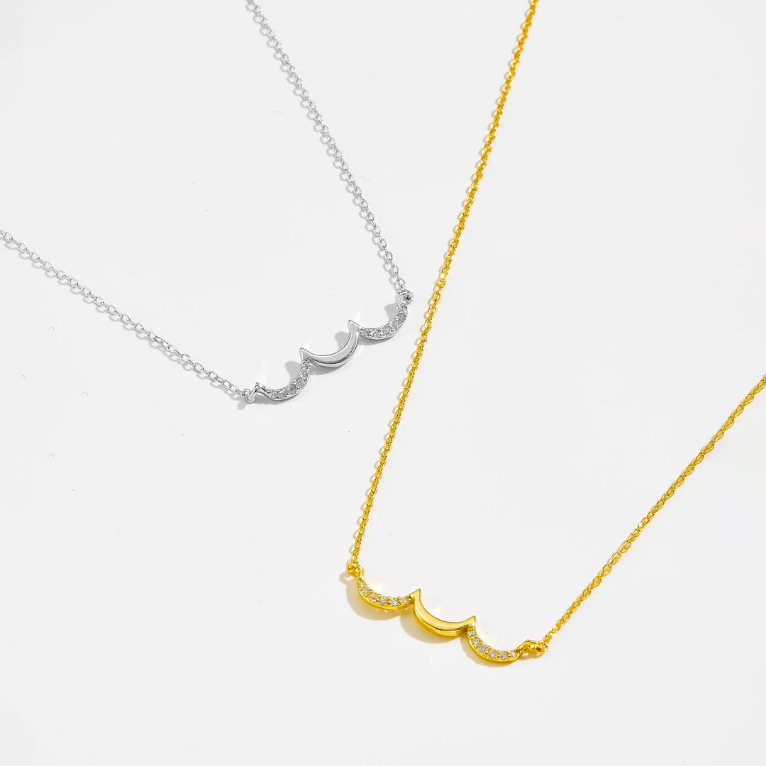Triple Moon Crescent Necklace