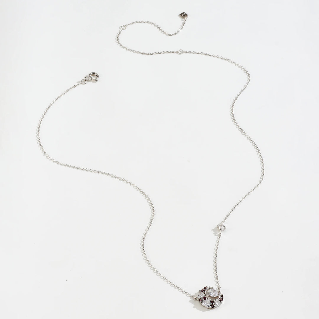 Heart Moon Zircon Pendant Necklace
