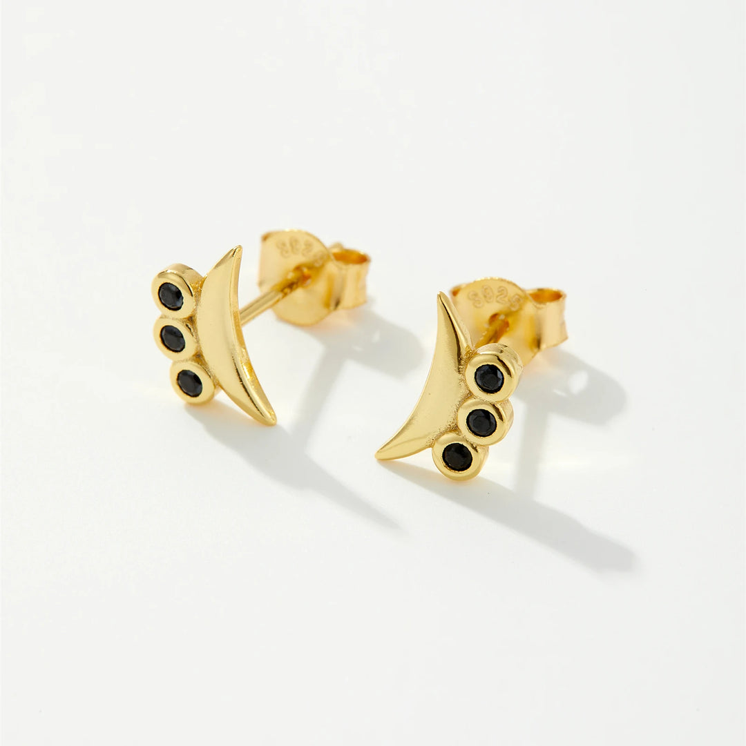 Black Zircon Moon Earrings