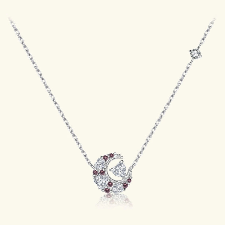 Heart Moon Zircon Pendant Necklace