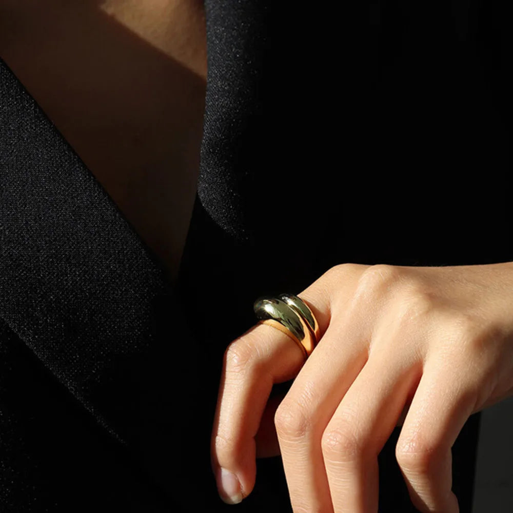 Golden Crescent Bold Adjustable Ring