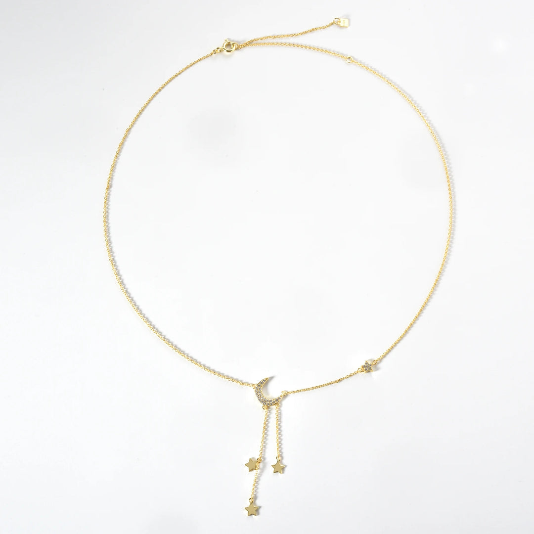 Moon Star Zircon Pendant Necklace