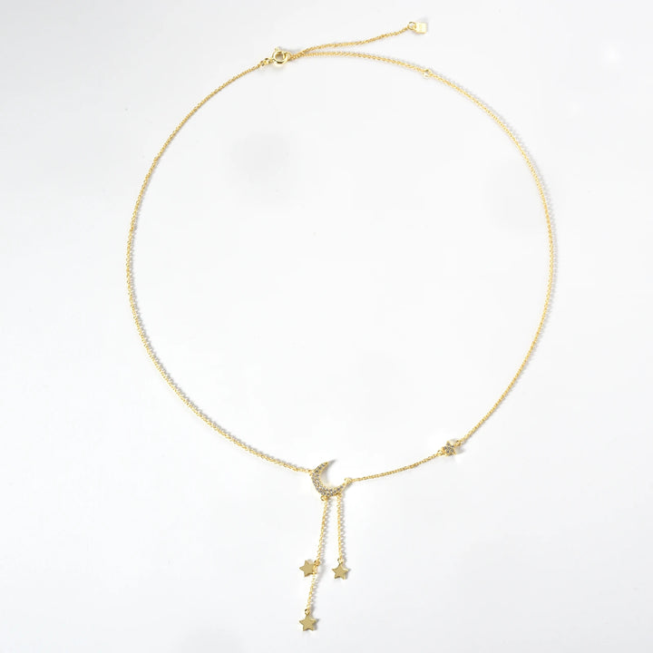 Moon Star Zircon Pendant Necklace