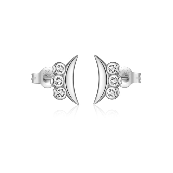 Black Zircon Moon Earrings