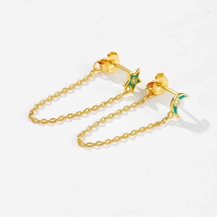Turquoise Moon Star Earrings