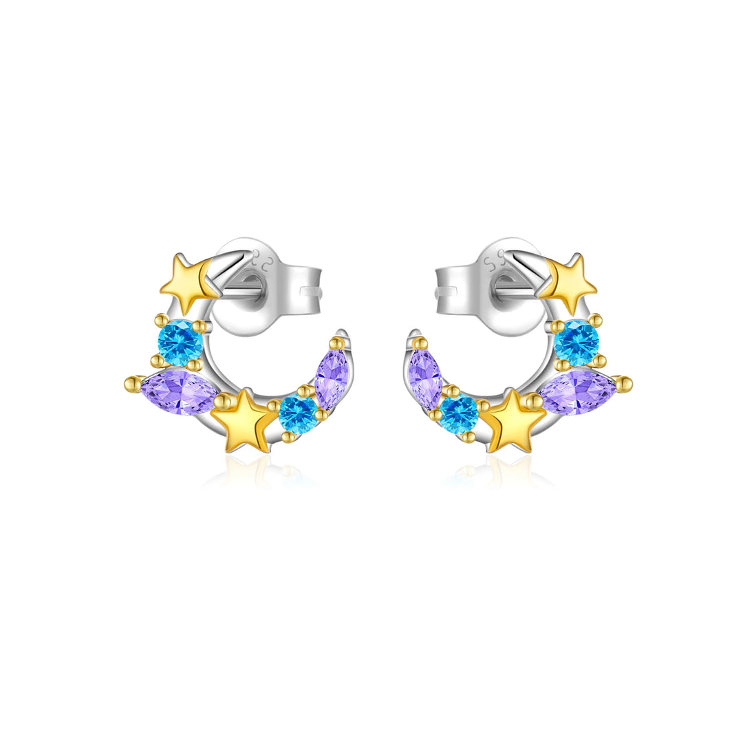 Violet Star Moon Earrings