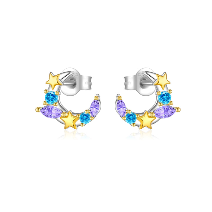 Violet Star Moon Earrings
