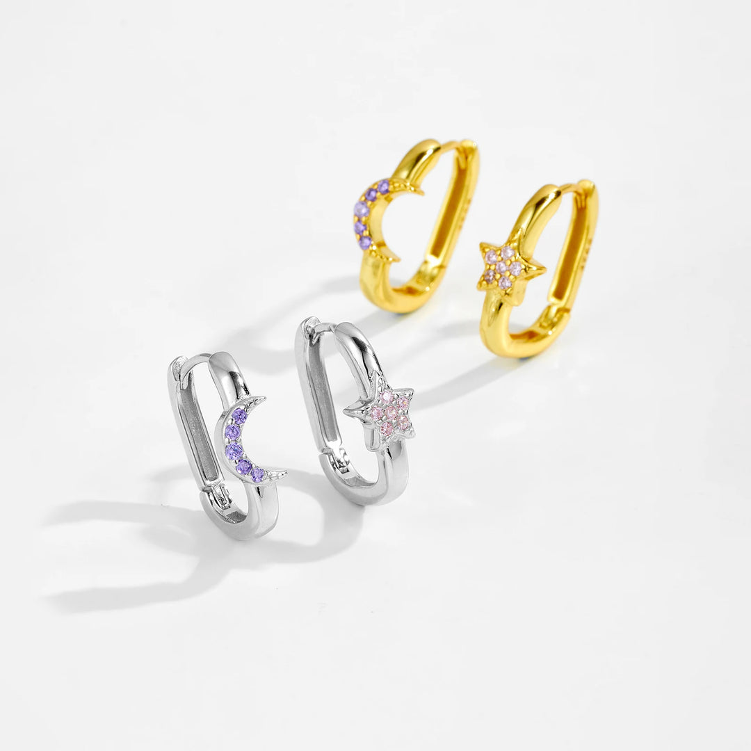 Moon Star Hoop Earrings