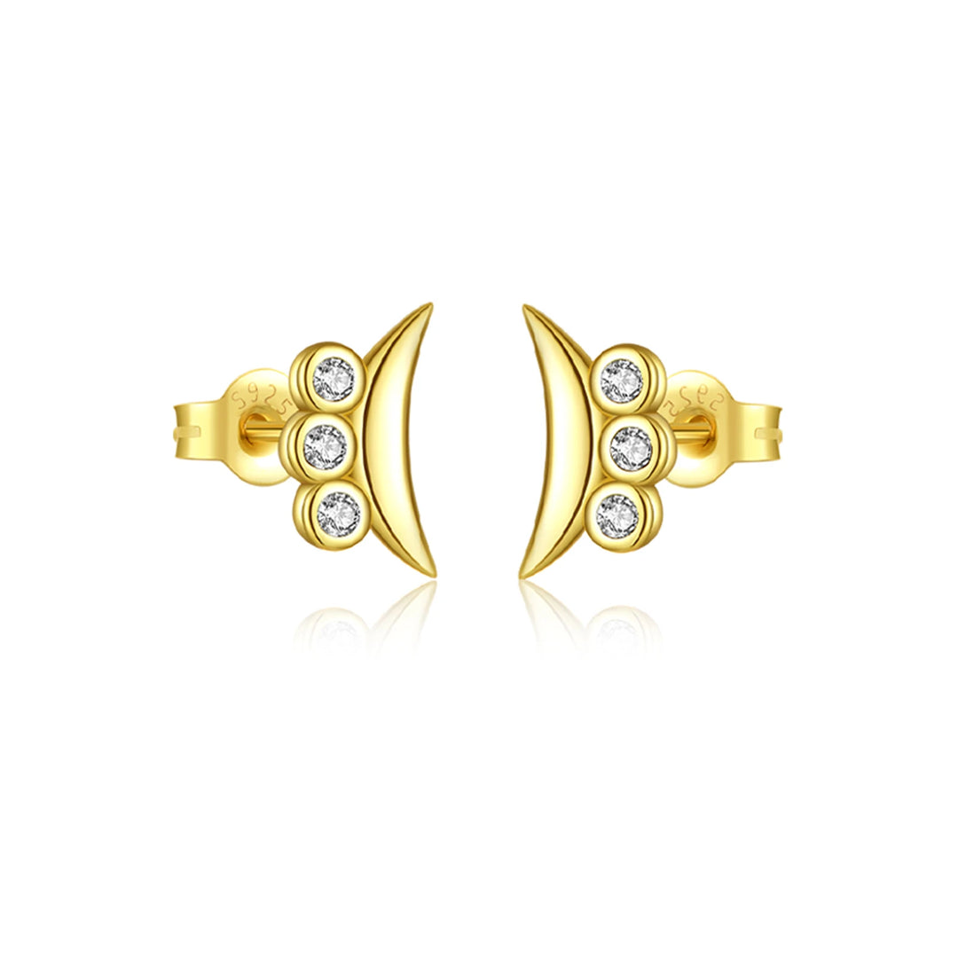 Black Zircon Moon Earrings