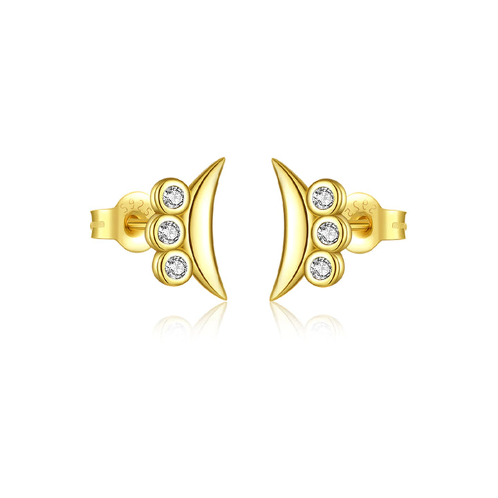 Black Zircon Moon Earrings