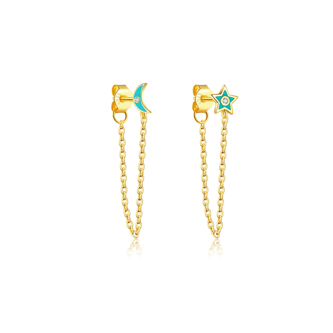 Turquoise Moon Star Earrings