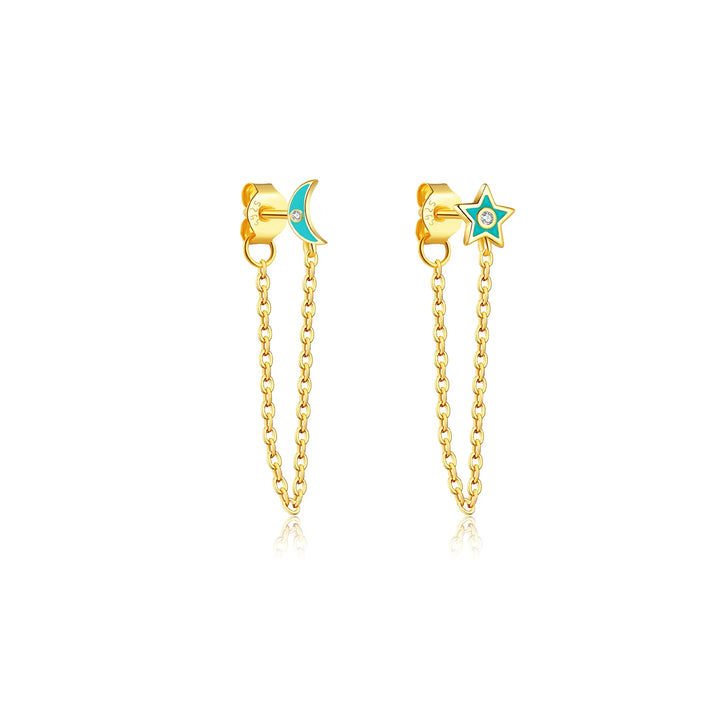 Turquoise Moon Star Earrings