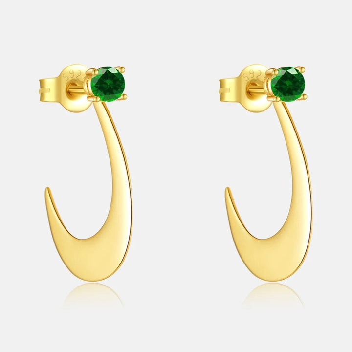 Emerald Crescent Drop Earrings