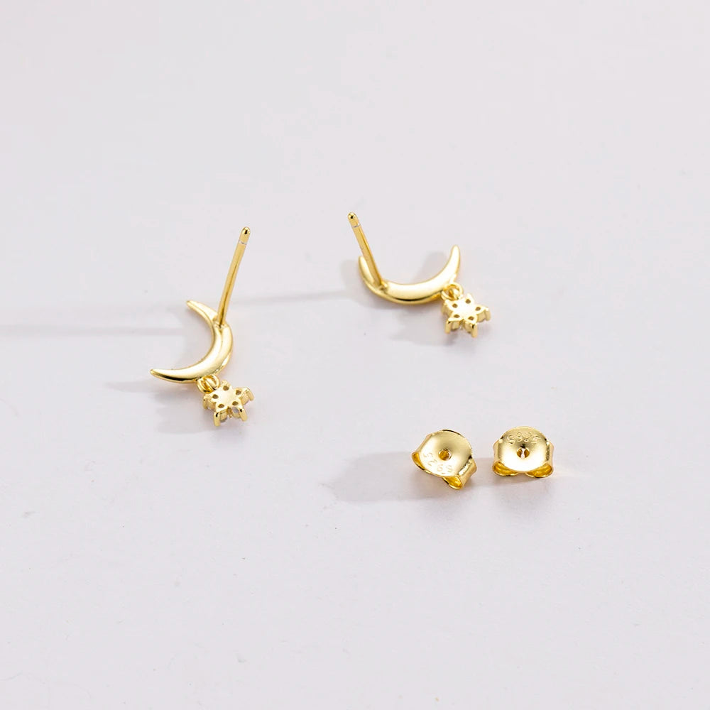 Golden Moon Star Studs