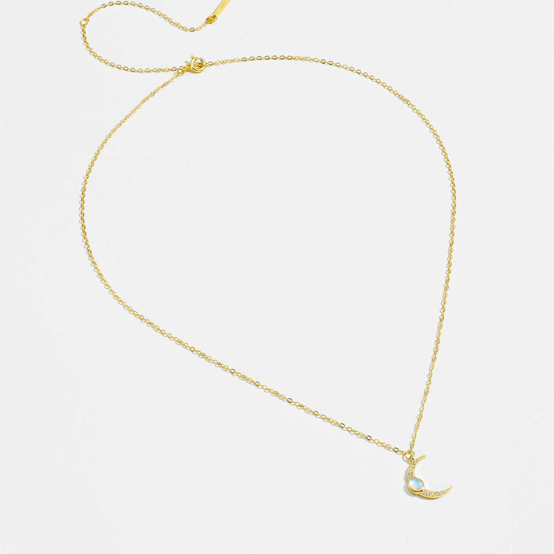 Opal Crescent Moon Necklace