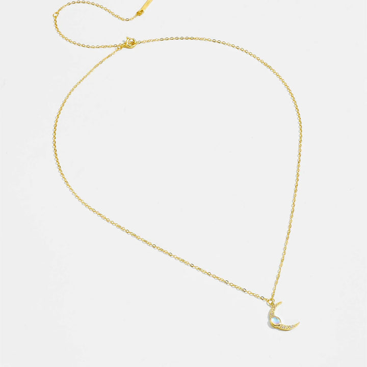 Opal Crescent Moon Necklace