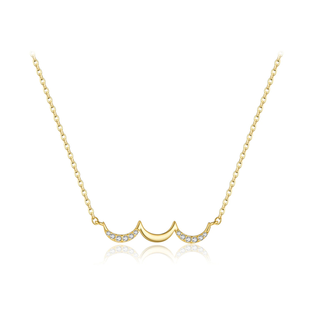 Triple Moon Crescent Necklace