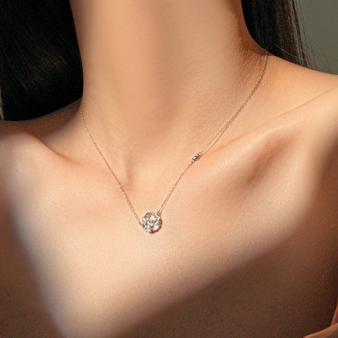 Heart Moon Zircon Pendant Necklace