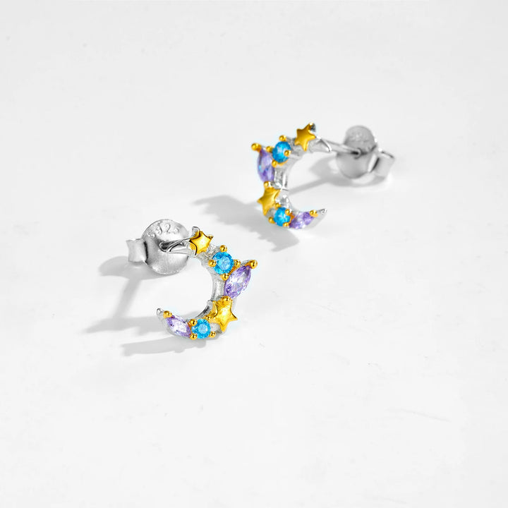 Violet Star Moon Earrings