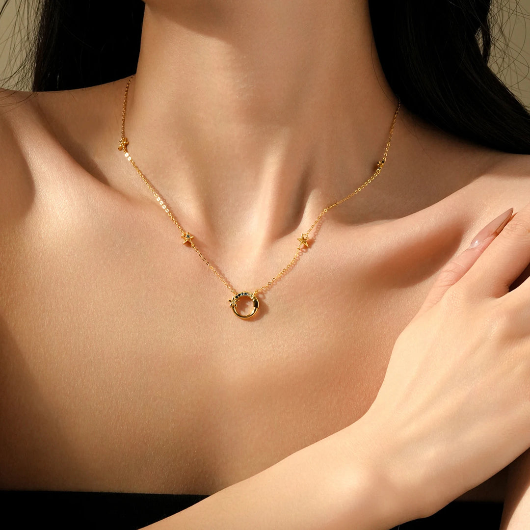 Celestial Star Crescent Moon Necklace