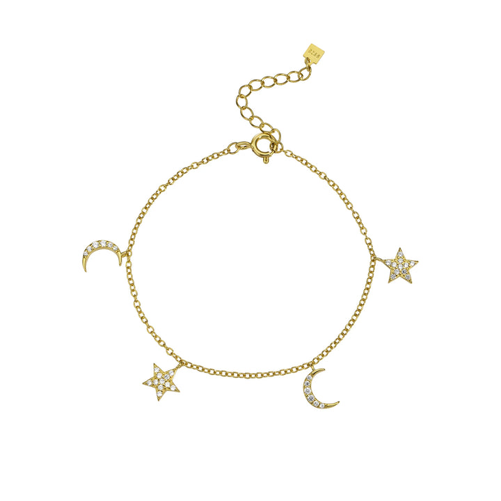 Celestial Gold Moon & Star Charm Necklace