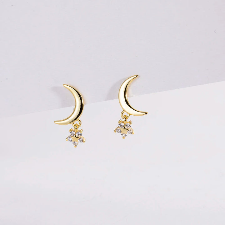 Golden Moon Star Studs