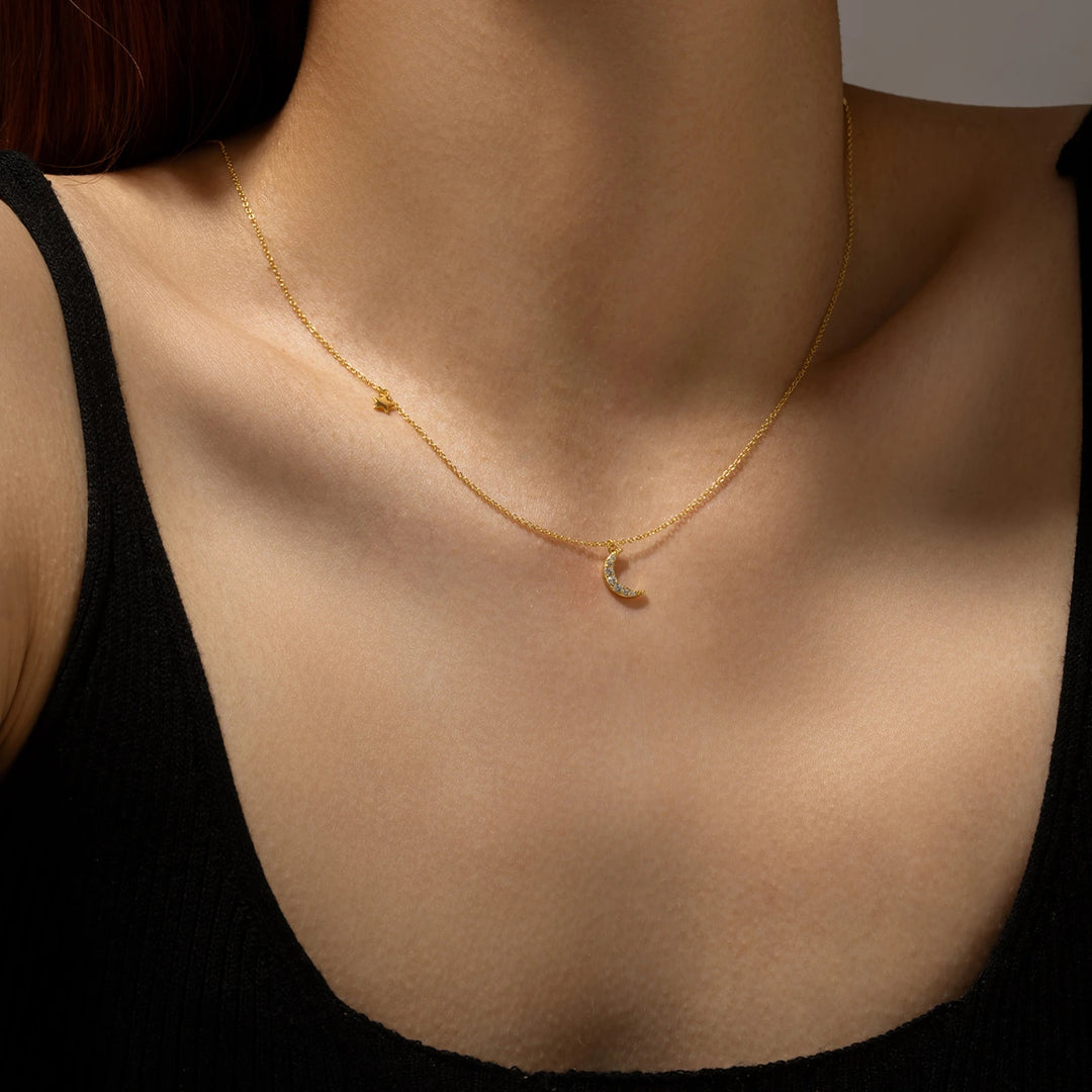 Golden Moon Star Necklace