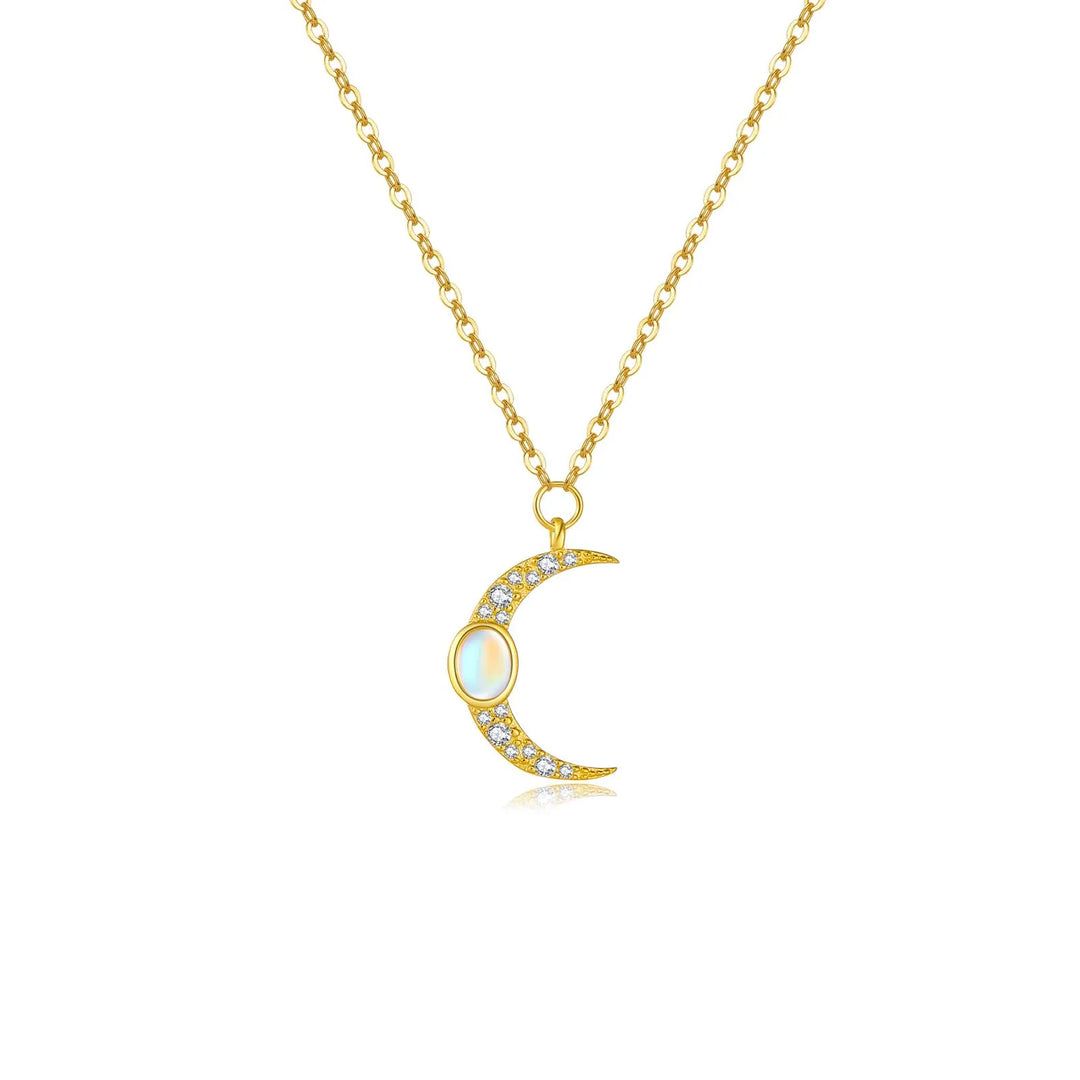 Opal Crescent Moon Necklace