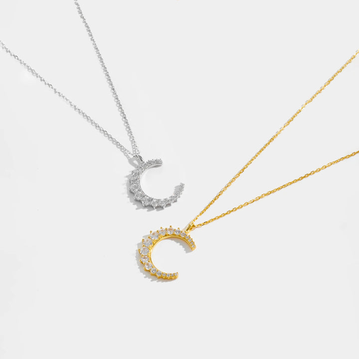 Midnight Blue Crescent Pendant Necklace