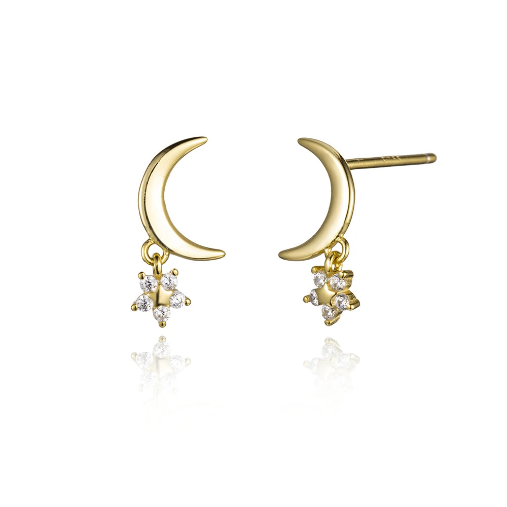 Golden Moon Star Studs