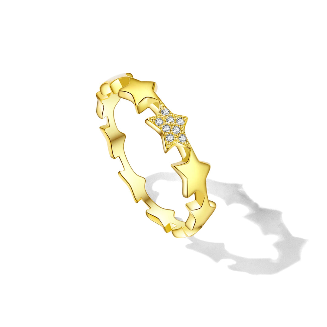 Golden Moon and Star Stacking Rings