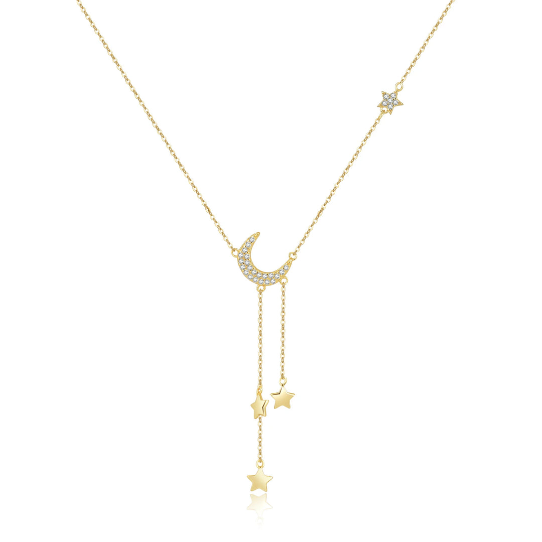 Moon Star Zircon Pendant Necklace