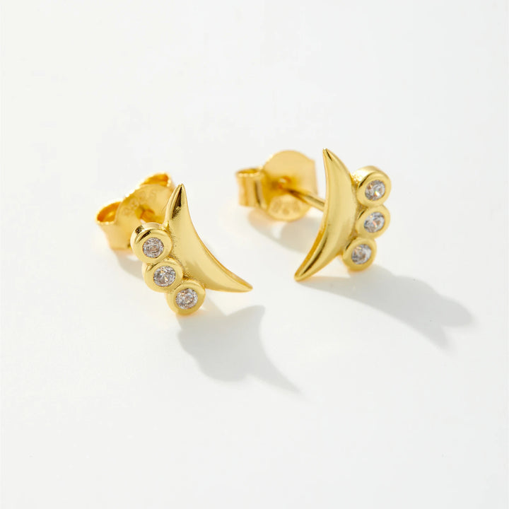 Black Zircon Moon Earrings