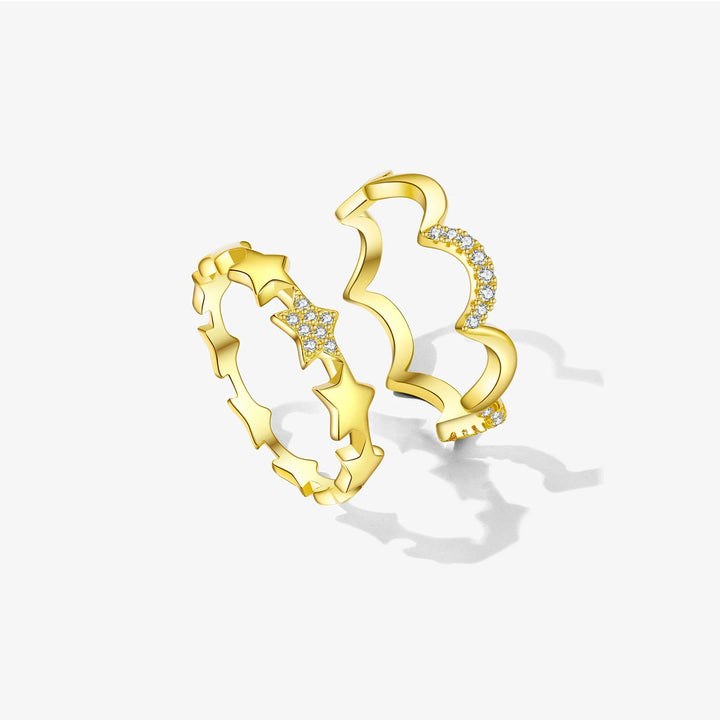 Golden Moon and Star Stacking Rings