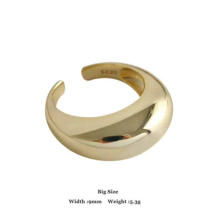 Golden Crescent Bold Adjustable Ring