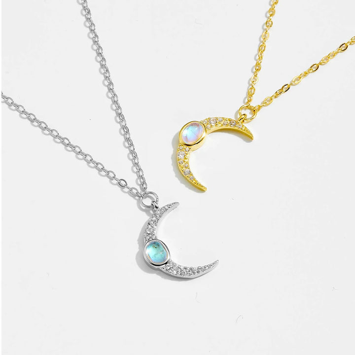 Opal Crescent Moon Necklace