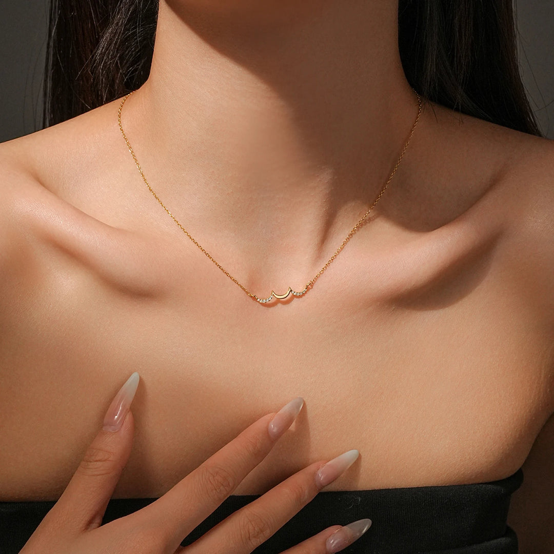 Triple Moon Crescent Necklace