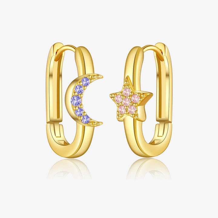 Moon Star Hoop Earrings