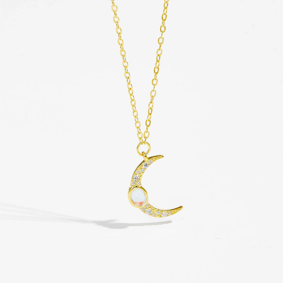 Opal Crescent Moon Necklace