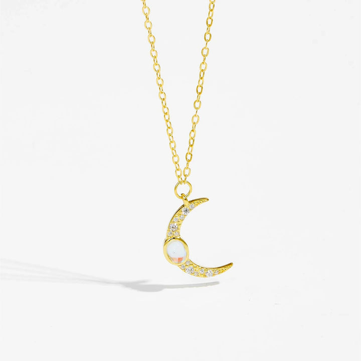 Opal Crescent Moon Necklace