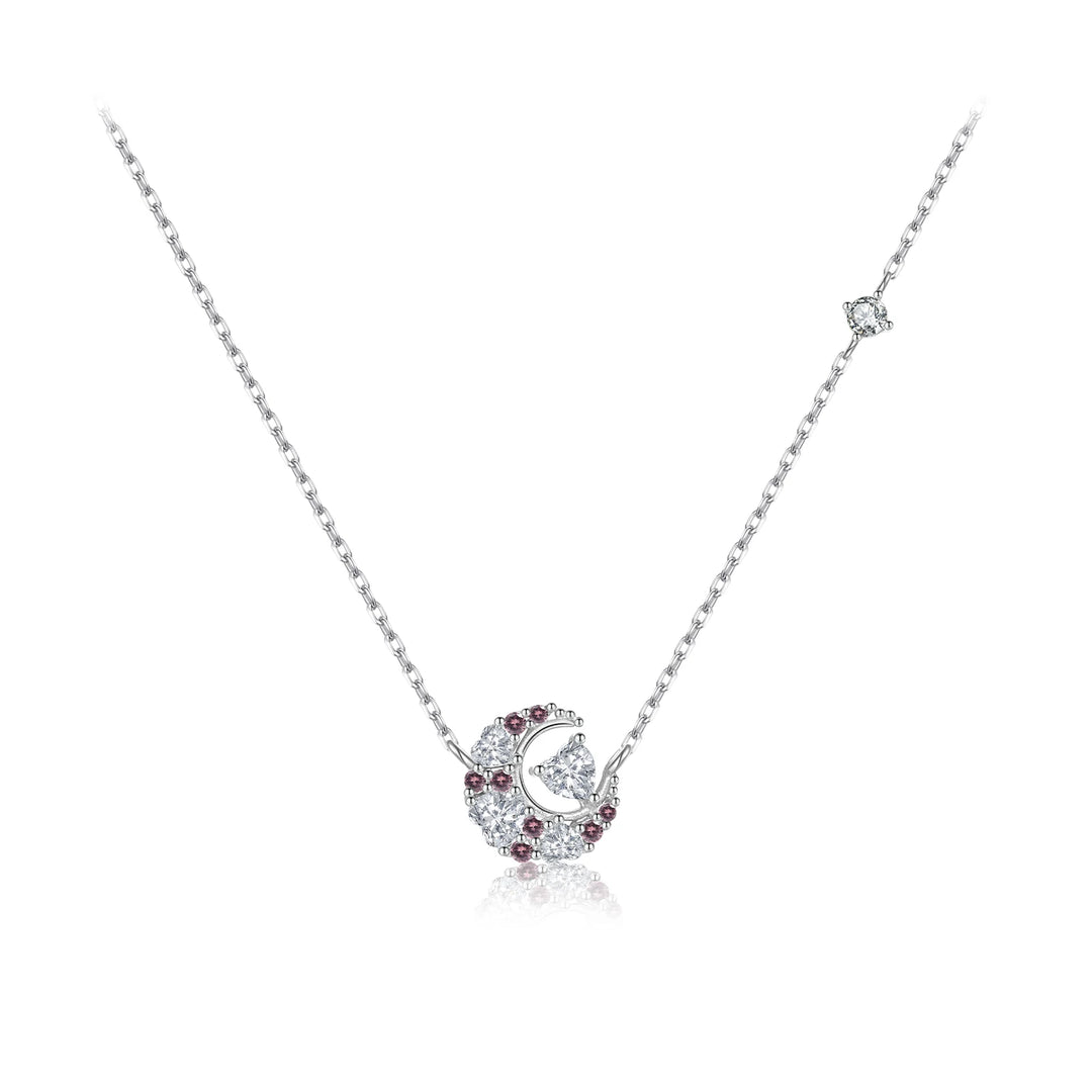 Heart Moon Zircon Pendant Necklace