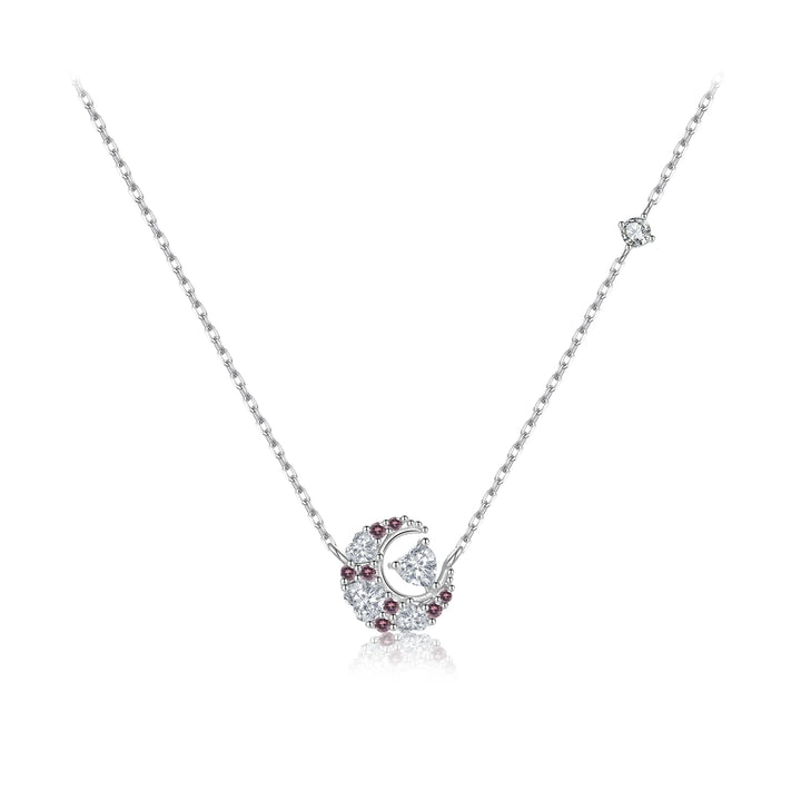 Heart Moon Zircon Pendant Necklace