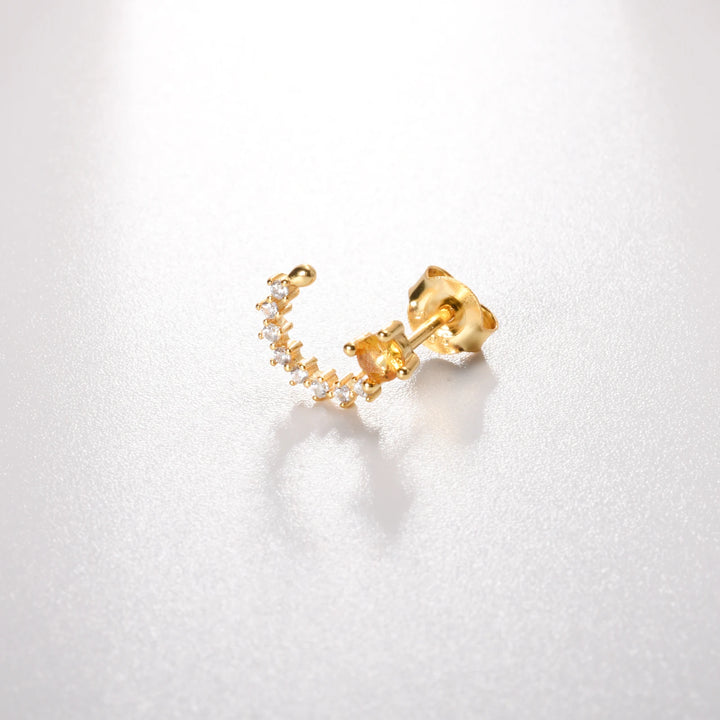 Golden Sunstone Crescent Earrings