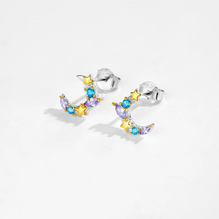 Violet Star Moon Earrings