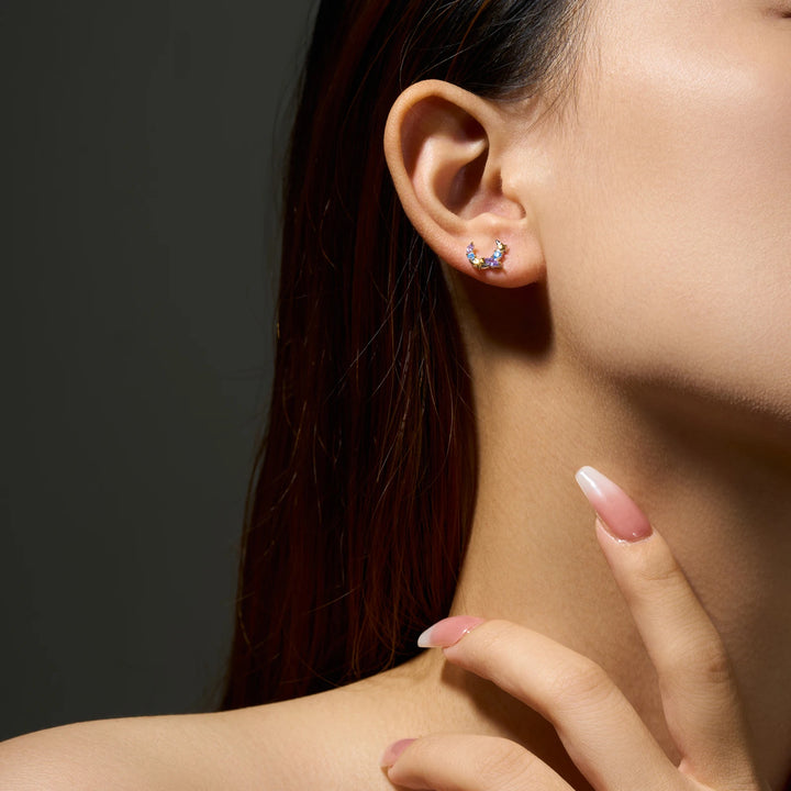 Violet Star Moon Earrings