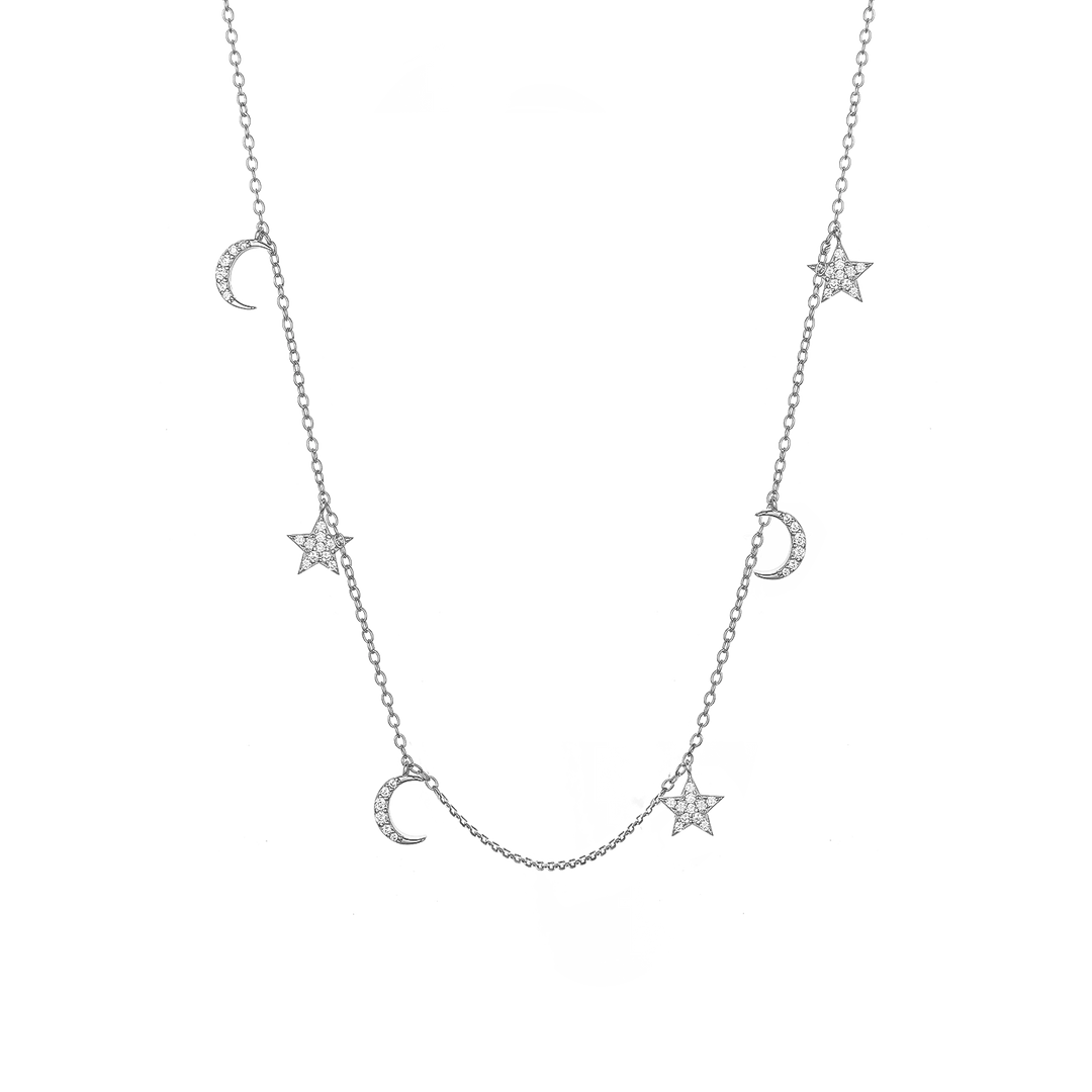 Celestial Gold Moon & Star Charm Necklace