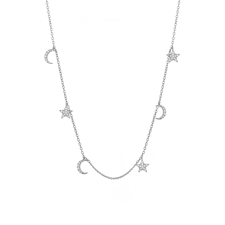 Celestial Gold Moon & Star Charm Necklace